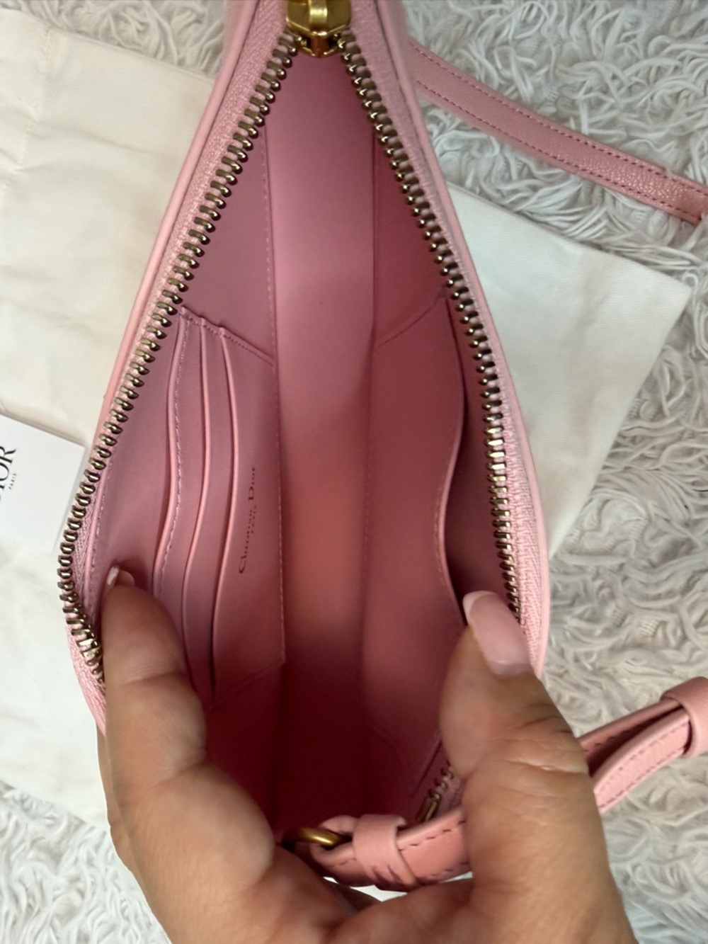 CHRISTIAN DIOR Goatskin Saddle Rodeo Pouch in Pink - Picture 8 of 12